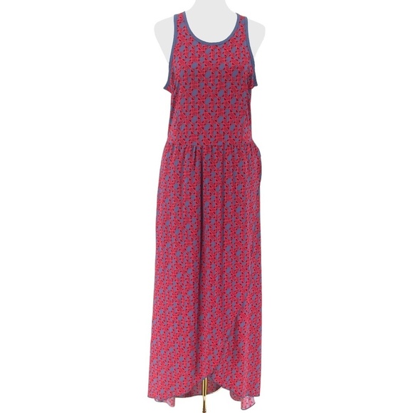 Toad & Co Sunkissed Maxi Dress, Cranberry/Slate Blue, Size M - Picture 1 of 10